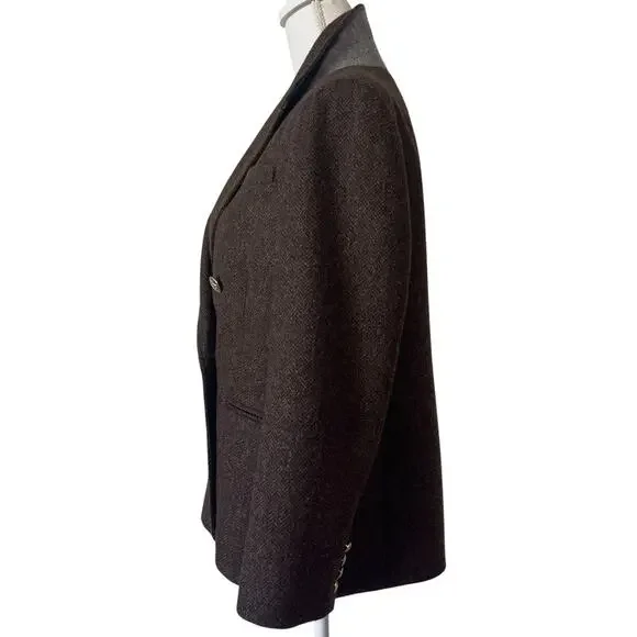 J.Crew Bristol Blazer Jacket Chocolate Brown Wool Double Breasted Size 10P - Picture 7 of 11